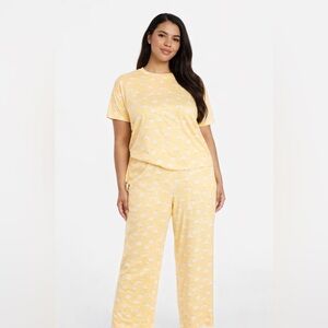2X Joyspun Plus Size Yellow Sheep Printed Short Sleeve Pajama Set Butter Soft